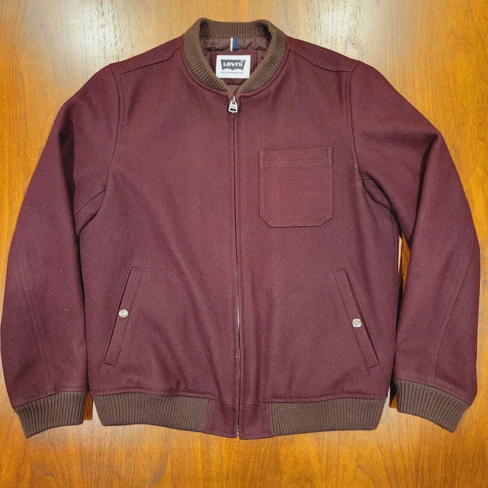 Levi's Maroon Wool Bomber Jacket - image 1
